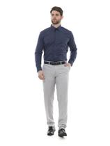 KIT Masculino 2 peças- Calça Social Premium Cinza Claro e Camisa Social Premium Tipo Linho Azul Marinho