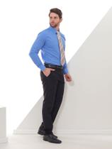 KIT Masculino 2 Peças - Camisa Social Manga Longa Slim Azul e Calça Social Preta