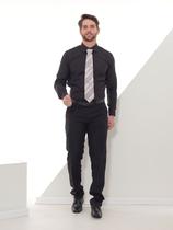 KIT Masculino 2 Peças - Camisa Social Manga Longa Slim Preta e Calça Social Preta KIT Masculino 2 Peças - Camisa Social Manga Longa Slim Preta e Calça Social Preta