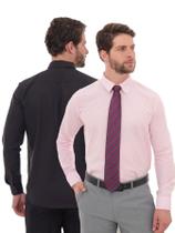 KIT Masculino 2 Peças - Camisa Social Slim Rosa e Camisa Social Slim Preto