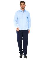 KIT Masculino 2 peças- Camisa Social Tipo Linho Azul Claro e Calça Social Azul Marinho