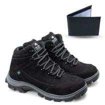 Kit Masculino Bota Couro Adventure + Carteira Moderna