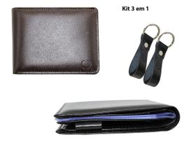KIT Masculino Carteira Couro Chaveiro Kartmen
