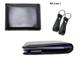 Kit Masculino Carteira Couro Legítimo + 02 Chaveiros Kartmen