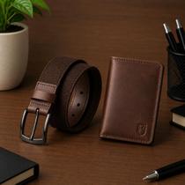 Kit Masculino Carteira Couro RFID e Cinto Premium + Brinde Kit Masculino Carteira Couro RFID e Cinto Premium + Brinde