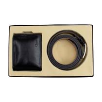 Kit Masculino Classe Couro Com Carteira De Couro E Cinto