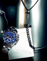 Kit Masculino Completo Relógio + Pulseira + Anel + Colar Cruz Aço Inoxidável Premium