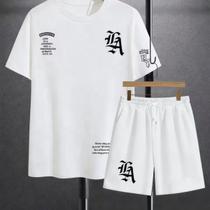 Kit Masculino Conjunto LA City NY Verão Camisa Camiseta Estilosa Short Tactel Moderno