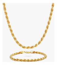 Kit Masculino Corrente E Pulseira Cordão Baiano Folheado A Ouro 18k