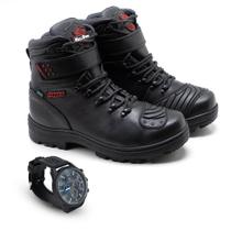 Kit Masculino Coturno Motociclista Cano Médio + Relógio - Bell Boots