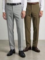 KIT Masculino de 2 Peças - Calça Social Marrom Esverdeado e Cinza Claro Tamanho:44Gênero:Maculinocor:cinza e marrom