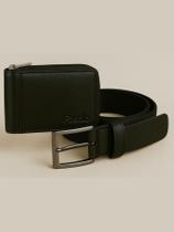 Kit Masculino Fasolo Carteira Zíper E Cinto Couro Preto 105