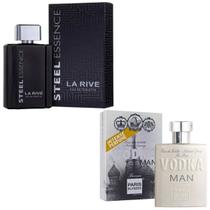 Kit Masculino Perfume La Rive Steel Essence EDT 100ml Perfume Paris Elysees Vodka Man EDT 100ml