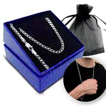 Kit Masculino Prata 925 Corrente Cordão Pulseira Escama de Peixe Conjunto Elegante De Luxo 3m