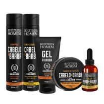 Kit Masculino Shampoo Condicionador Gel Fixador Pomada e Óleo para Barba Bio Extratus