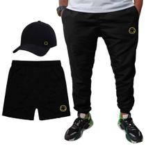Kit Masculino Short Moda Praia + Boné Aba Curva + Calça De Tactel Jogger Kit Masculino Short Moda Praia + Boné Aba Curva + Calça De Tactel Jogger