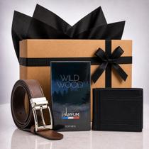 Kit Masculino Wild Wood Perfume 75ml Carteira Cinto Já Embalado Para Presente Kit Masculino Wild Wood Perfume 75ml Carteira Cinto Já Embalado Para Presente