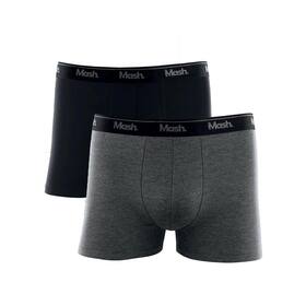 Kit Mash 2 Cuecas Boxer Cotton 110.04 Cinza Mescla/Preto
