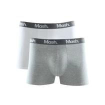 Kit Mash 2 Cuecas Boxer Cotton 110.36 Branco/Cinza Kit Mash 2 Cuecas Boxer Cotton 110.36 Branco/Cinza