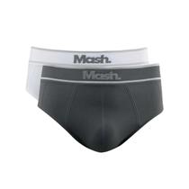 Kit Mash 2 Cuecas Slip De Microfibra 711.20 Cinza/Branco Kit Mash 2 Cuecas Slip De Microfibra 711.20 Cinza/Branco
