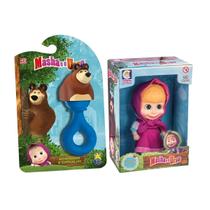Kit Masha E O Urso Infantil Com Boneca Da Masha Articulada e Mordedor Chocalho De Urso Som Suave Sensorial Para Bebês