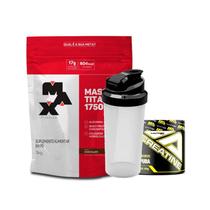 Kit Mass Titanium 17500 Max Titanium 3kg Creatina 100g Adaptogen Com Coqueteleira