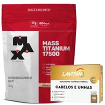 Kit Mass Titanium Refil 3Kg - Max Titanium + Cabelos e Unhas - Lavitan - 30 Cáps - Cimed