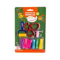 Kit massa de modelar com 6 cores mais 5 peças de cortadores Kit massa de modelar com 6 cores mais 5 peças de cortadores