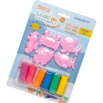 Kit Massa De Modelar Fundo Do Mar Blister C/ 6 Cores Mais 5 Moldes LeoeLeo