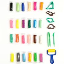 Kit Massa de Modelar Ovo Dino - 24 Cores + 7 Moldes Massinha