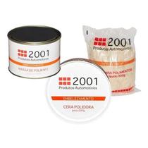 Kit massa de polir 2001 450g + cera 2001 + estopa