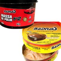 Kit Massa de Polir Nº2 Tira Risco + Cera Protetora de Polimentos Radnaq