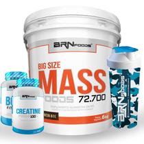 Kit Massa Hipercalórico - Big Size Mass 6kg + BCAA 100g + Creatina Foods 100g + Coqueteleira BRNFOODS