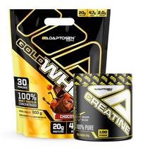 Kit Massa Muscular Gold Whey 900gr Refil e Creatina platinum 300gr Adaptogen Science