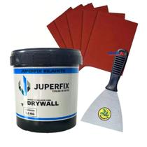 Kit Massa Pronta 5kg Juperfix + Espatula 12cm + 5 Lixas 220 Kit Massa Pronta 5kg Juperfix + Espatula 12cm + 5 Lixas 220