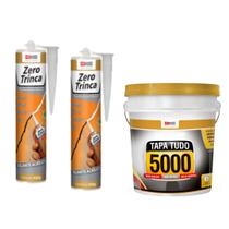 Kit Massa Tapa Tudo 5000 90G + 2x Selante Acrílico Zero Trinca 420G