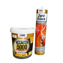 Kit Massa Tapa Tudo 5000 90G Selante Acrílico Zero Trinca 420G
