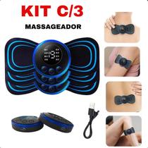 KIT Massageador Adesivo Elétrico Portátil Tens Muscular Usb - 3 unidades KIT Massageador Adesivo Elétrico Portátil Tens Muscular Usb - 3 unidades