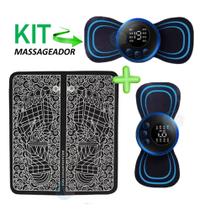 KIT Massageador de Pernas Tapete Pulso para Pés e Mini Massageador Eletrico