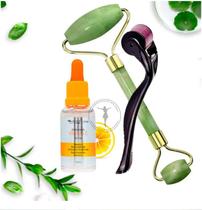 Kit massageador facial Rolo Jade +Sérum vitamina C + Roller