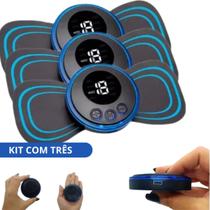 KIT Massageador Portátil Aparelho De Choque Fisioterapia Racarga - 3 unidades