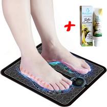 Kit Massageador Tapete Pulso Elétrico Perna Pés Digital + Creme Massagem