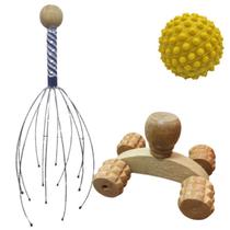 Kit Massageadores Manual De Madeira Kit Para Massagem Corporal Pescoço Corpo Cabeça Fisioterapia Relaxamento Anti Stress