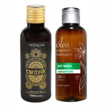 Kit Massagem Corporal Relaxante Pós Banho 2 Óleos Aromas Hot Menta e Tantrik