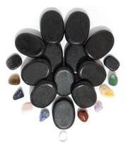 Kit massagem pedras 14 vulcânicas e 9 cristais para reiki