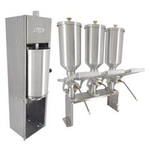 Kit Masseira de Churros com 3 Doceira de Churros 2 Litros Recheadeira de Churos e Suporte Inox ATECH INDCOM