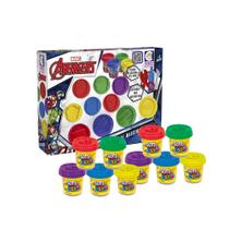 Kit Massinha de Modelar Carimbos da Marvel 10 Potes Coti Massa Tutti Frutti Cotiplas