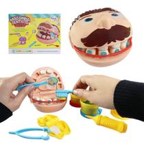 Kit Massinha Dentista com 14 Peças Brinquedo para Bebê Infantil Educativo Criativo Massa Modelar Forminhas Menino Menina