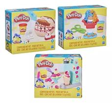 Kit massinha mini clássico sorveteria barbearia e dentista play doh hasbro