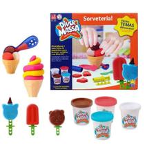 Kit massinha modelar moldes peças conjunto sorveteria diver toys divertoys diver massa